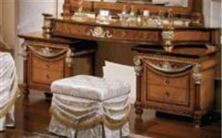 Туалетный столик с двумя тумбочками, золотая отделка, Bacci Ciac