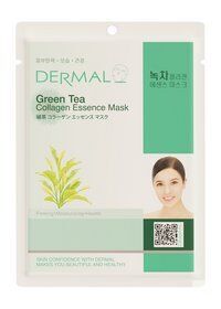 Увлажняющая тканевая маска для лица с зеленым чаем и коллагеном Dermal Gree