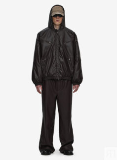 Куртка кожаная утепленная Crumpled Faux-Leather Brown FABLE