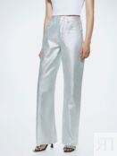 Джинсы Wide Leg с эффектом металлик фото 2
