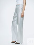 Джинсы Wide Leg с эффектом металлик фото 4