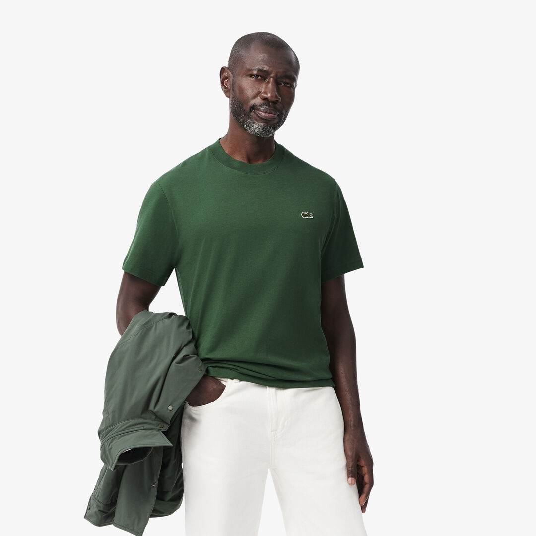 Мужская хлопковая футболка Lacoste с коротким рукавом фото 1
