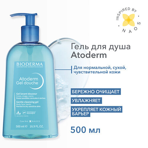 BIODERMA Мягкий очищающий гель для душа для нормальной, сухой и атопичной к MPL257851 фото 1