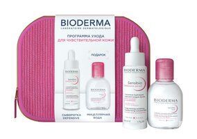 Набор для ухода за чувствительной кожей лица в косметичке Bioderma Sensibio