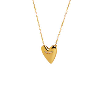 Колье Gold Necklace With A Heart And Small Crystals FREE FORM