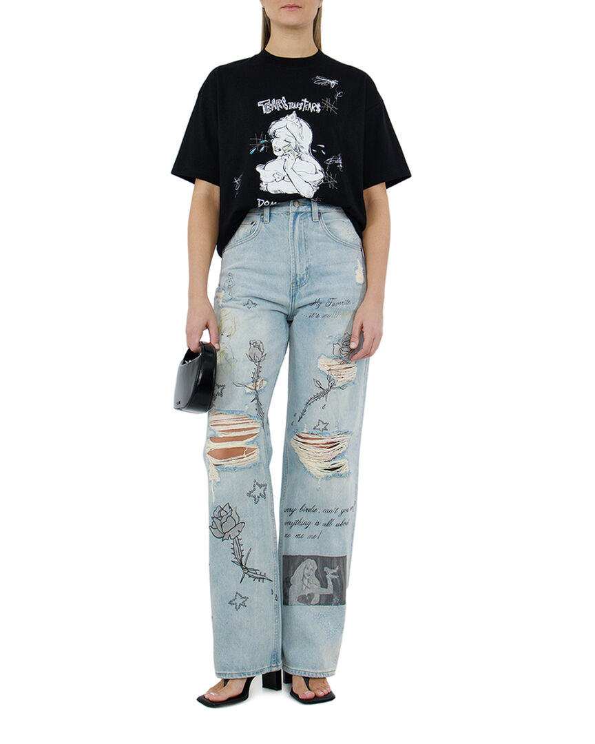 Джинсы DIVA BOOTCUT JEANS голубой+принт 26