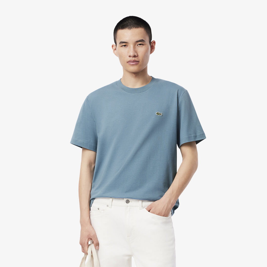 Мужская хлопковая футболка Lacoste с коротким рукавом фото 1