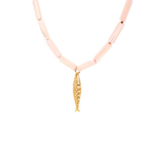 Колье Gold Fish Tube Necklace - Pink HOLLY JUNE