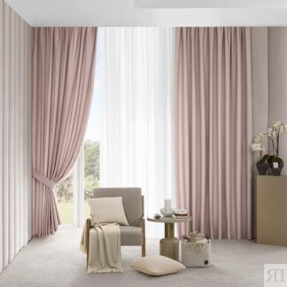Комплект штор с подхватами Togas Алаби розовый 260x300-2. Подхваты-2. 4 пре