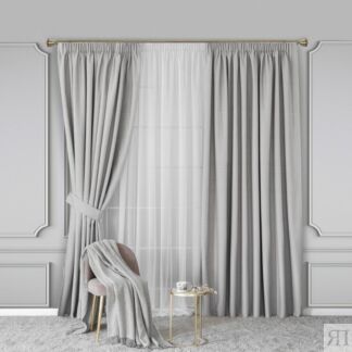 Шторы Togas Флио серые 260x300 см -2, подхваты-2, 4 пр.