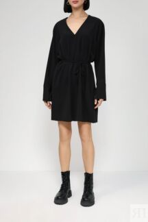 Однотонное платье с V-вырезом на кулиске Calvin Klein