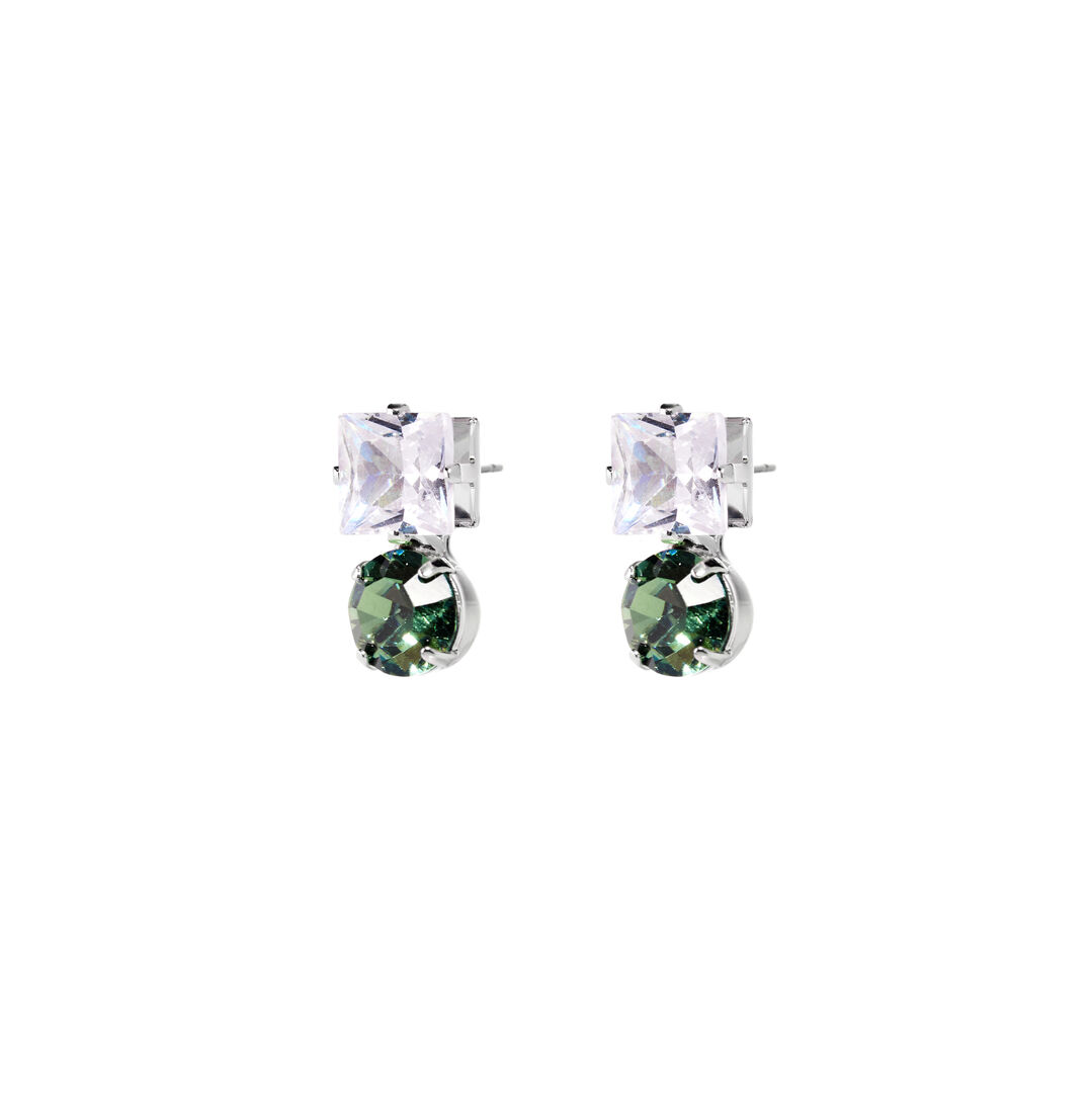 Серьги Geometric Green Crystal Earrings FREE FORM фото 1