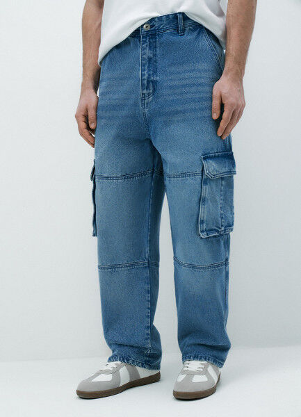 Джинсы Baggy с карго-карманами, Голубой O`Stin MP4874O02-D5 фото 1