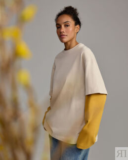 Хлопковая футболка оверсайз Unisex, светло-бежевый