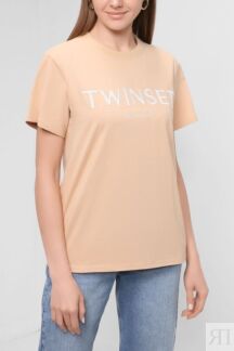 Хлопковая футболка с логотипом TWINSET