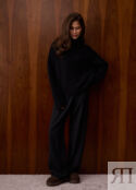 Брюки на резинке Comfort fit из итальянской шерсти - M-L - Dark night