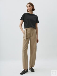 Хлопковые брюки Slouchy с поясом на талии