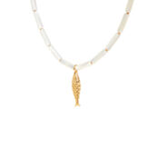 Колье Gold Fish Tube Necklace - Pearl HOLLY JUNE фото 1