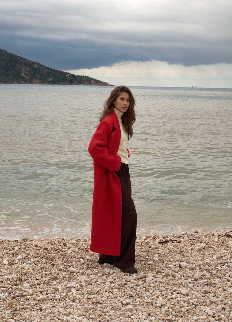 Двубортное пальто Gentlewomen из итальянской шерсти - Red VOISHE